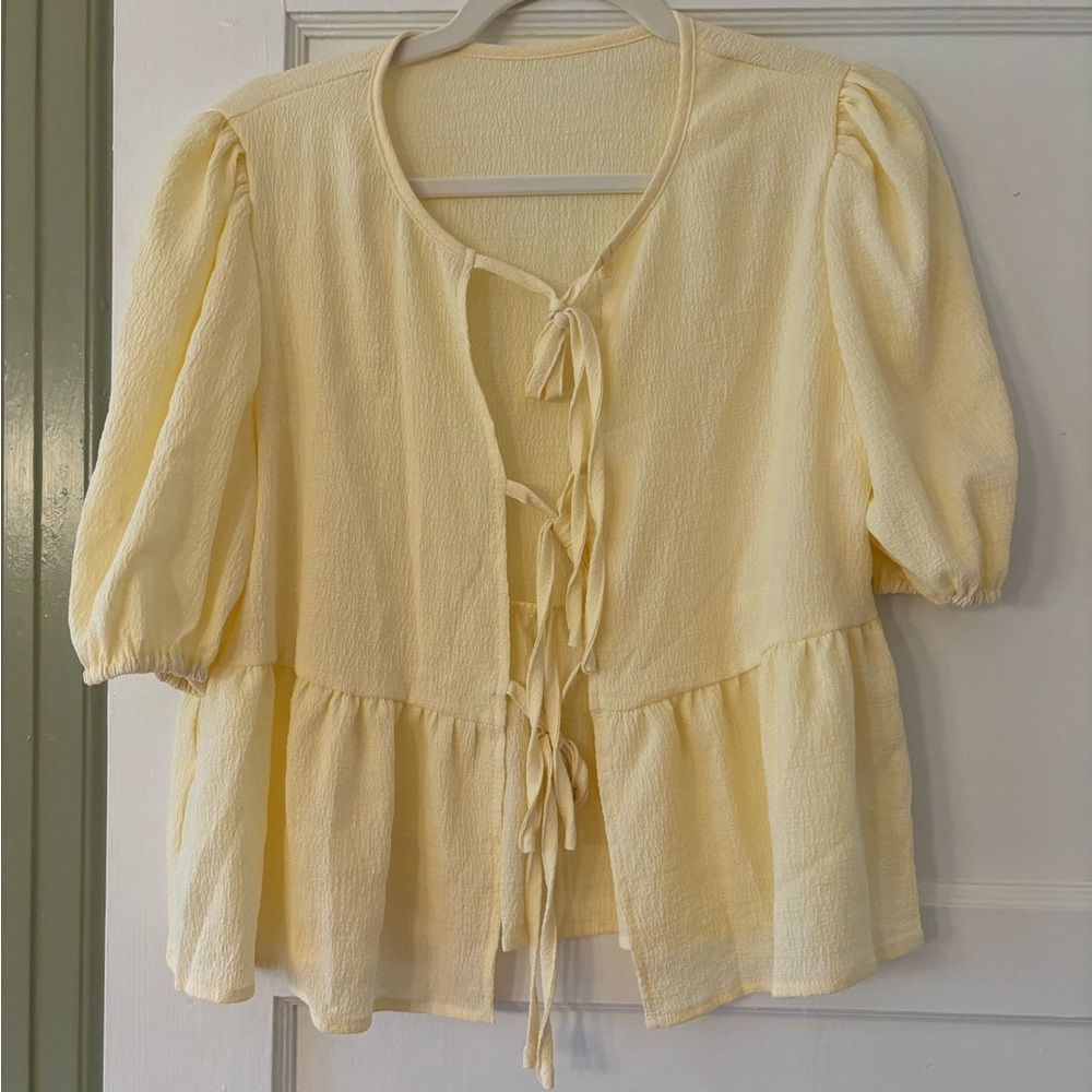 Butter Yellow Tie-Front Blouse